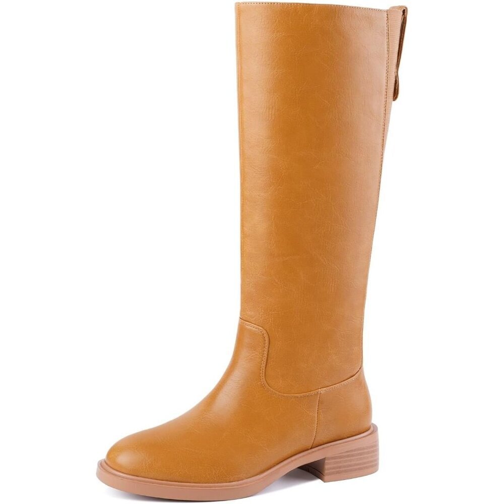 Women's A-banana Chunky Low Heel Pull On Riding Comfortable Knee High Boots